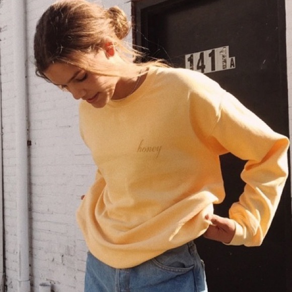 Brandy Melville Sweaters - BRANDY MELVILLE HONEY CREWNECK